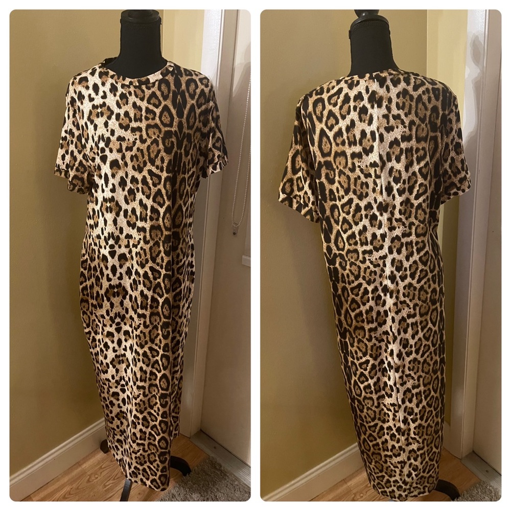 SHEIN Leopard Print Midi Dress